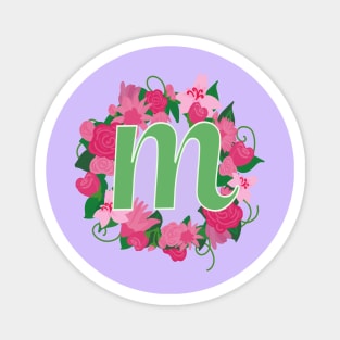 Monogram M, Personalized Floral Initial Magnet